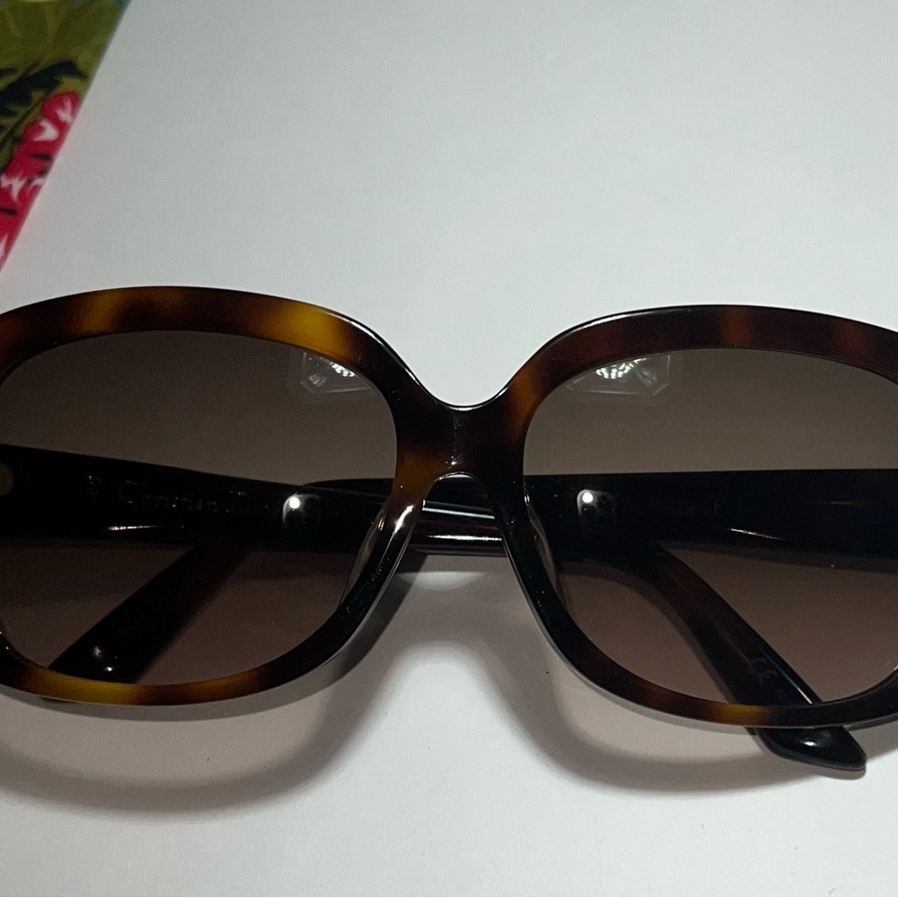Christian Dior Vintage BrillianceF Crystal Studded Havana Square Sunglasses - Picture 5 of 7